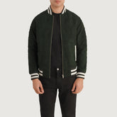 Elnus Green Suede Varsity Jacket